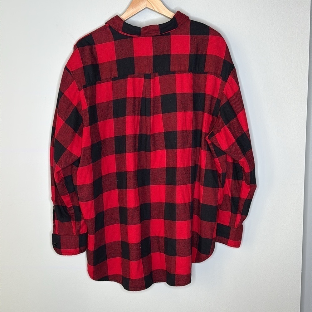 GAP Flannel Boyfriend Buffalo Check Button Down Shirt in Red & Black Size XL - Picture 5 of 8